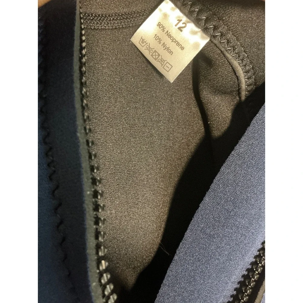 GoldFin Wetsuit Kids Size 12 Blue Excellent 3mm Neoprene Full Body Back Zip